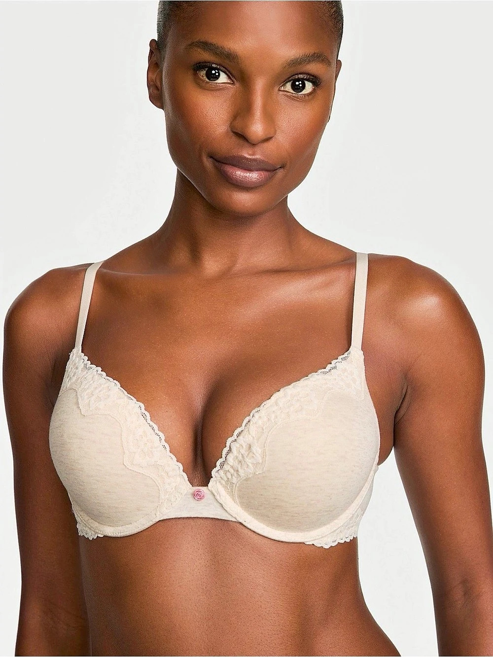 Victoria's Secret The T-Shirt Perfect Shape Cotton Lace-Trim Push-Up Bra Perfect